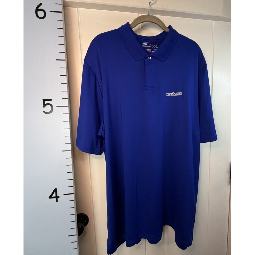 RLX Ralph Lauren Mens XXL Blue Golf Polo Shirt Athleisure Sport Casual Oldestone